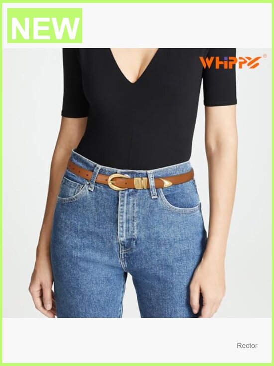 Women\'s Skinny PU Leather Belt with Gold Metal Buckle